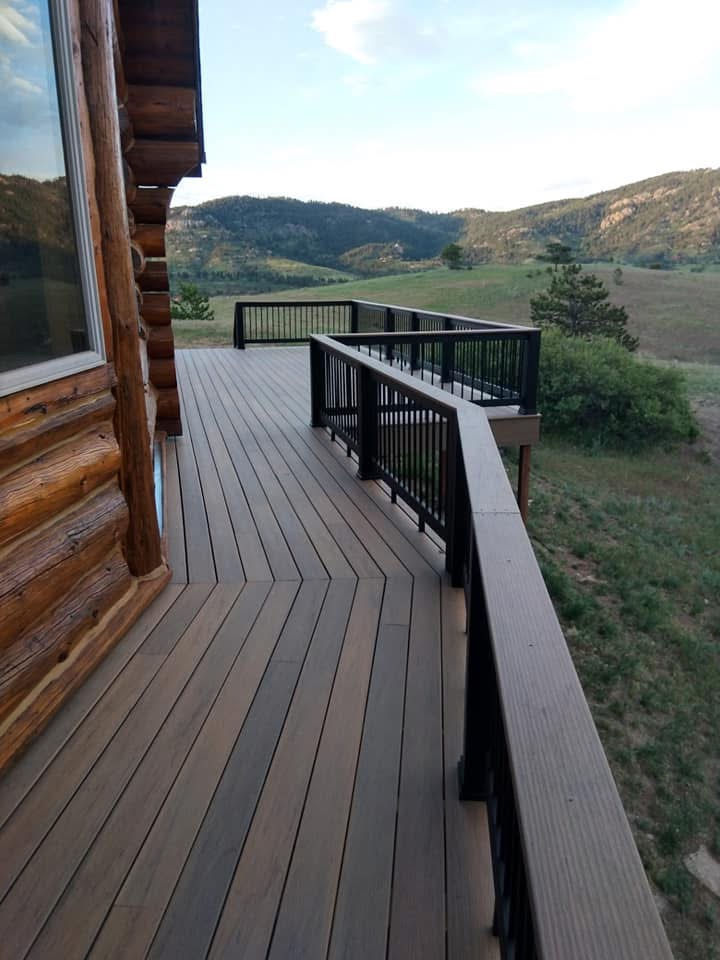 Detailed view of composite deck and railing work