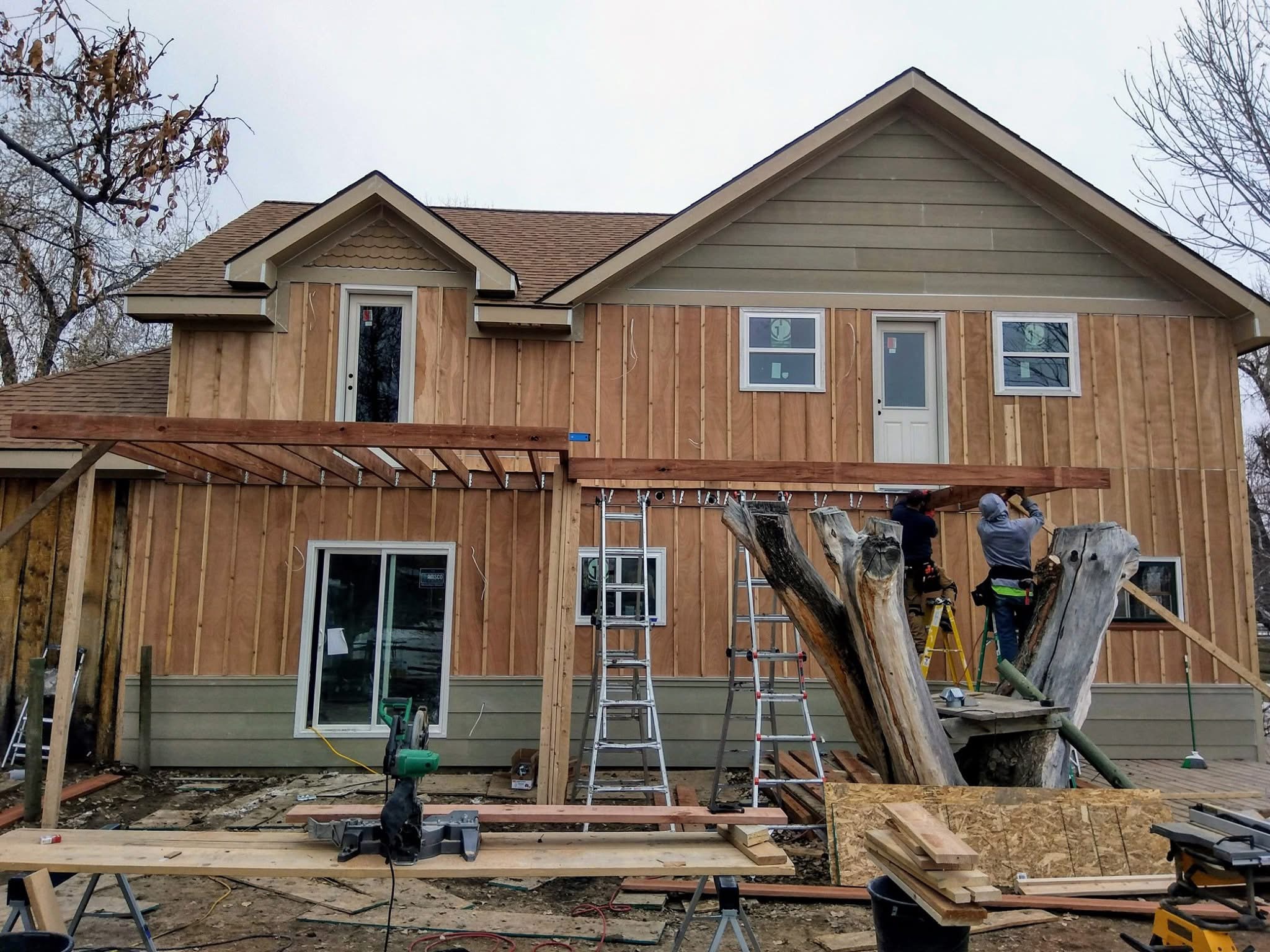 Second-story addition during construction