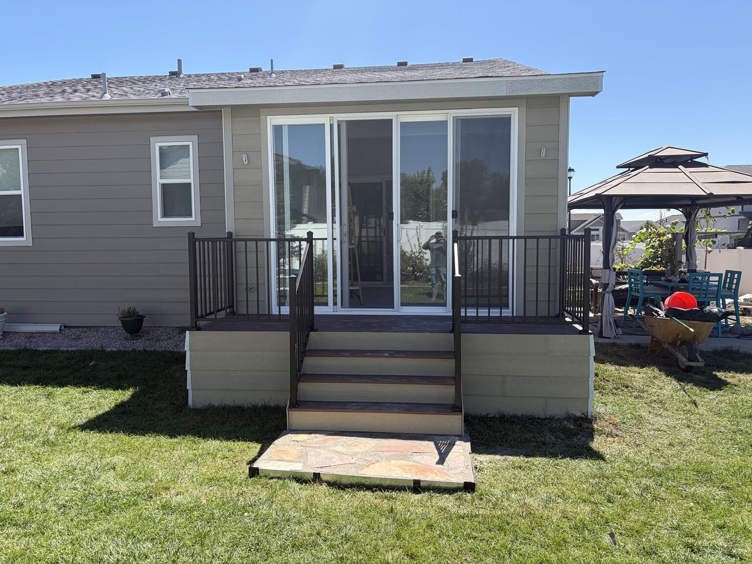 Completed three-season room entrance and deck