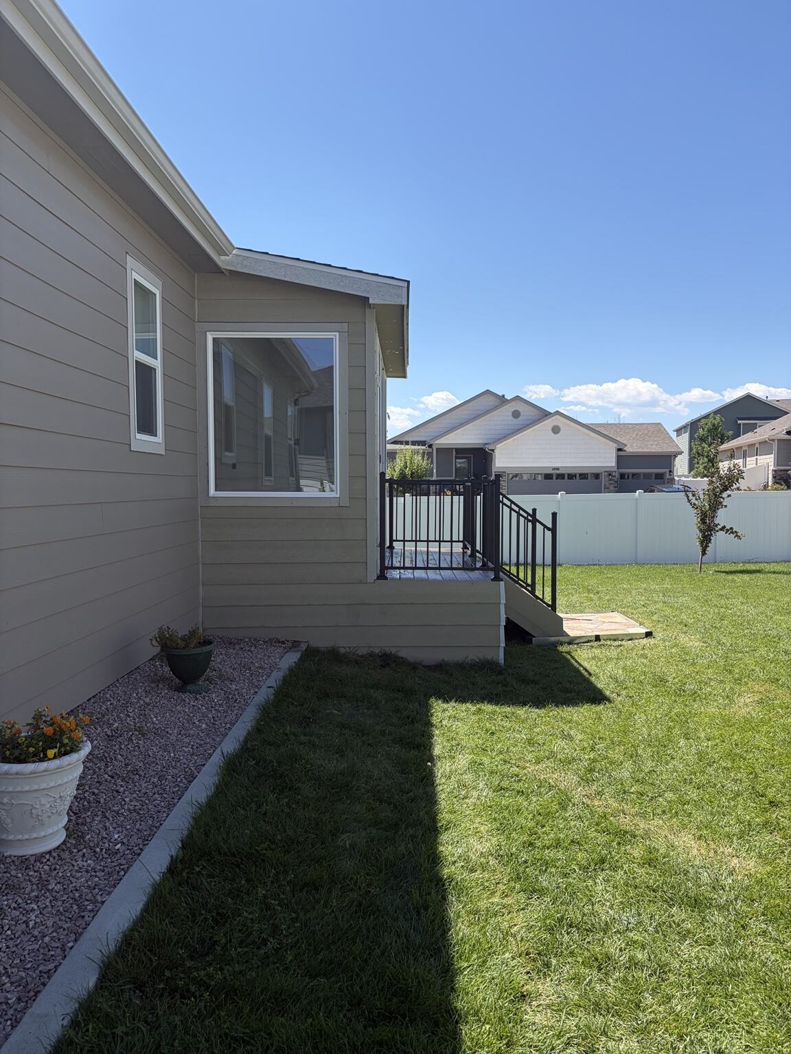Side view of the completed three-season room addition